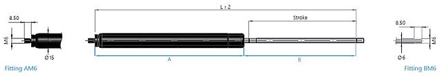 Gas spring 16-1 with end fitting thread