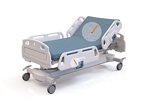 Hospital bed with SUSPA pneumatic springs and dampers