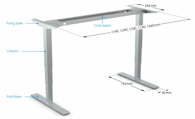Picture: Electric table underframe with fixed cross beam
